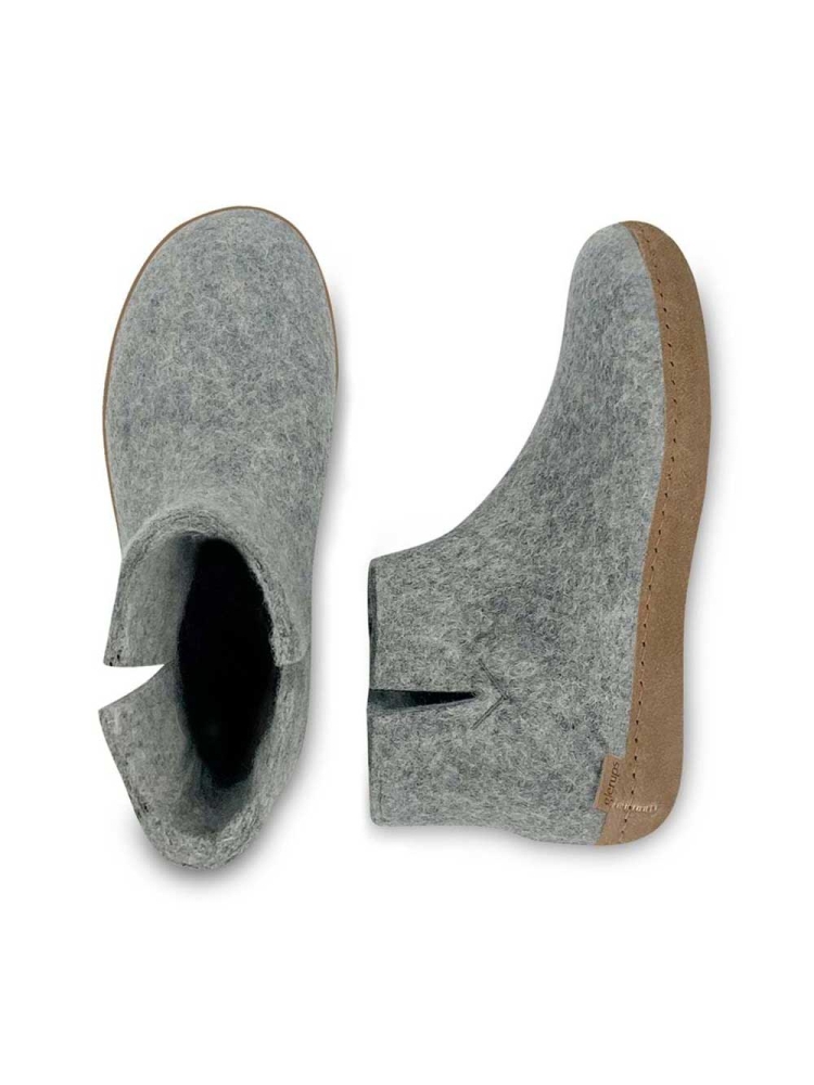 Glerups Boot Leather Grey G-01 Grey pantoffels en huissokken online bestellen bij Kathmandu Outdoor & Travel