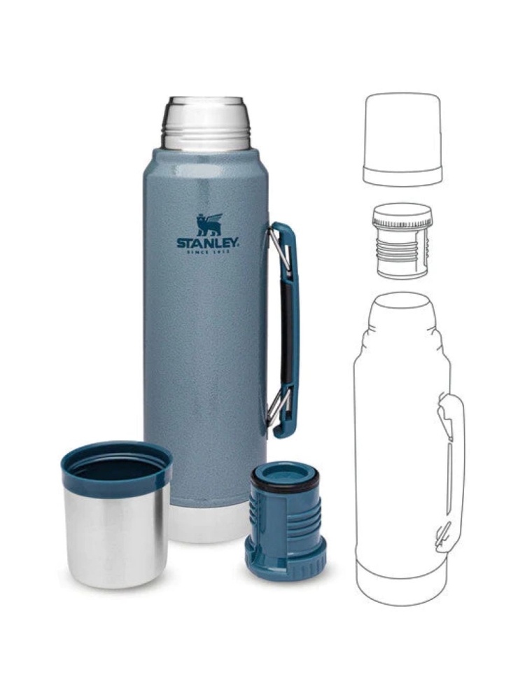 Stanley Classic Vacuum Bottle 1,0L Hammertone Ice 10-08266-033 drinkflessen en thermosflessen online bestellen bij Kathmandu Outdoor & Travel