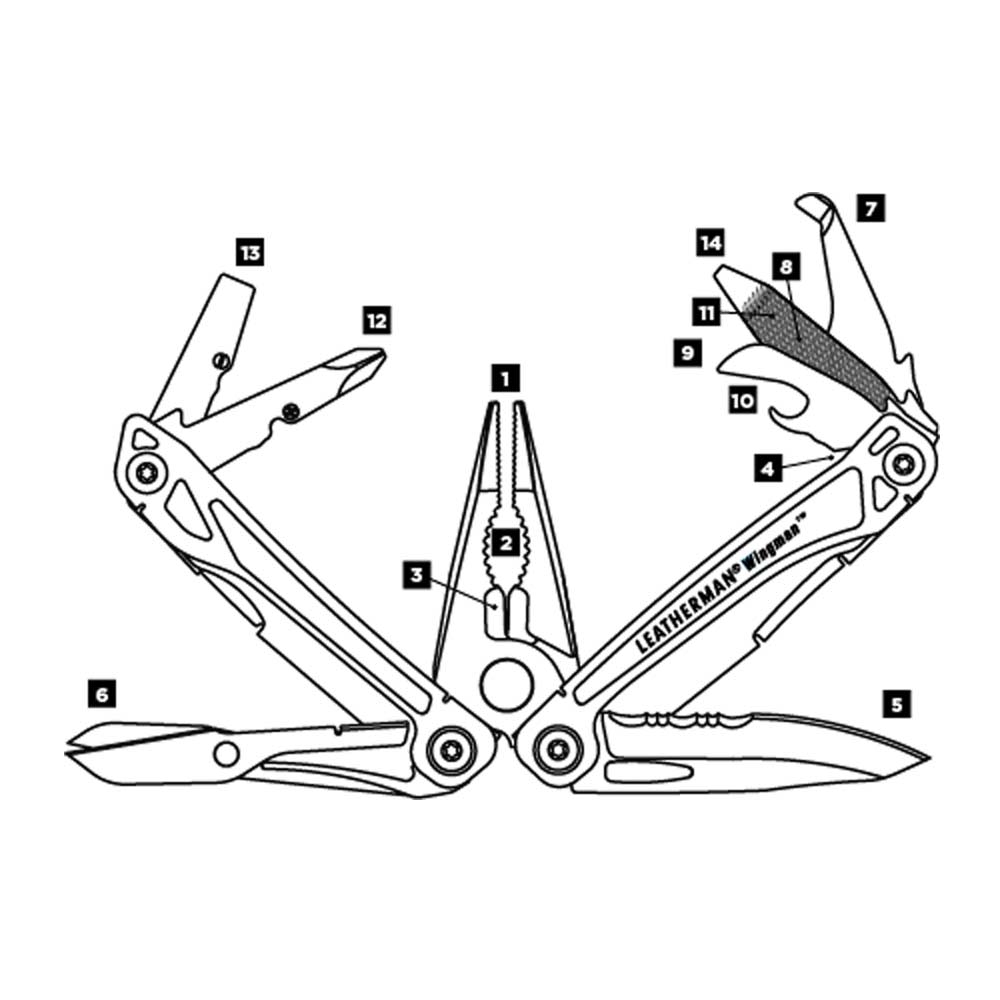 Leatherman Wingman Zilver 832523 messen & tools online bestellen bij Kathmandu Outdoor & Travel