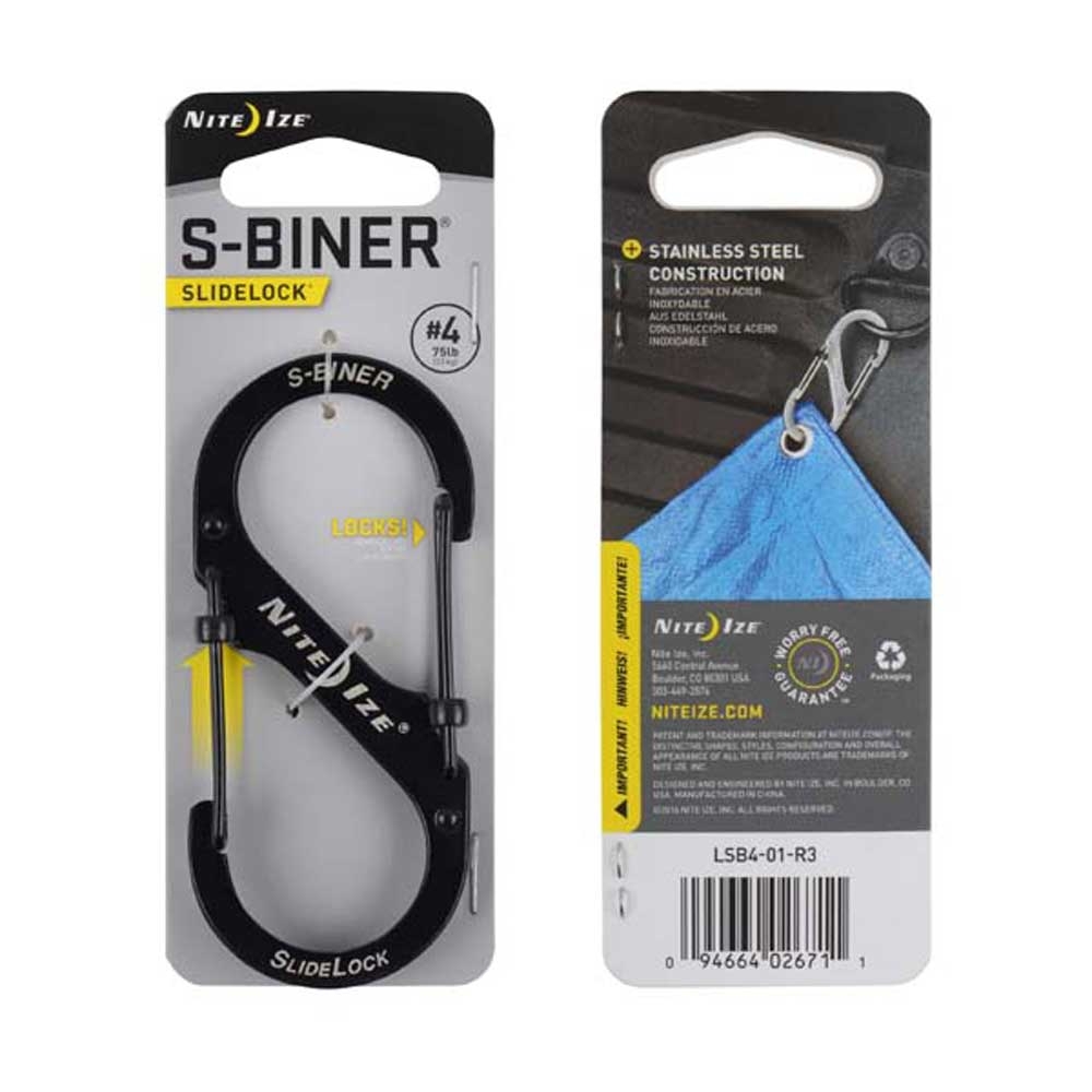 Nite-Ize S-Biner Nr 4 Slidelock Black NI LSB4-01-R3 gadgets en handigheden online bestellen bij Kathmandu Outdoor & Travel