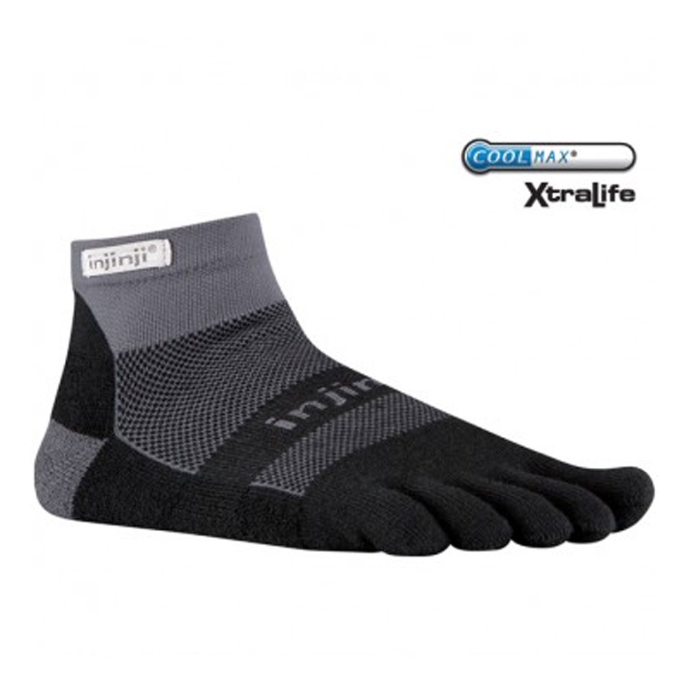 Injinji Run Midweight Mini-Crew Xtralife Black/Grey IS203230-BLG sokken online bestellen bij Kathmandu Outdoor & Travel