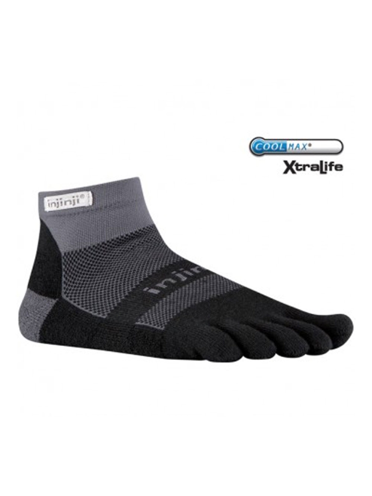 Injinji Run Midweight Mini-Crew Xtralife Black/Grey IS203230-BLG sokken online bestellen bij Kathmandu Outdoor & Travel