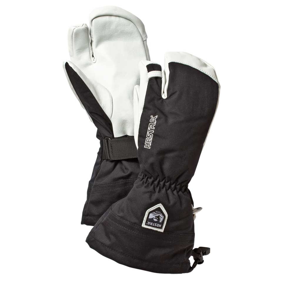Hestra Army Leather Heli Ski 3 finger glove Black / Off White 30572-100 kleding accessoires online bestellen bij Kathmandu Outdoor & Travel