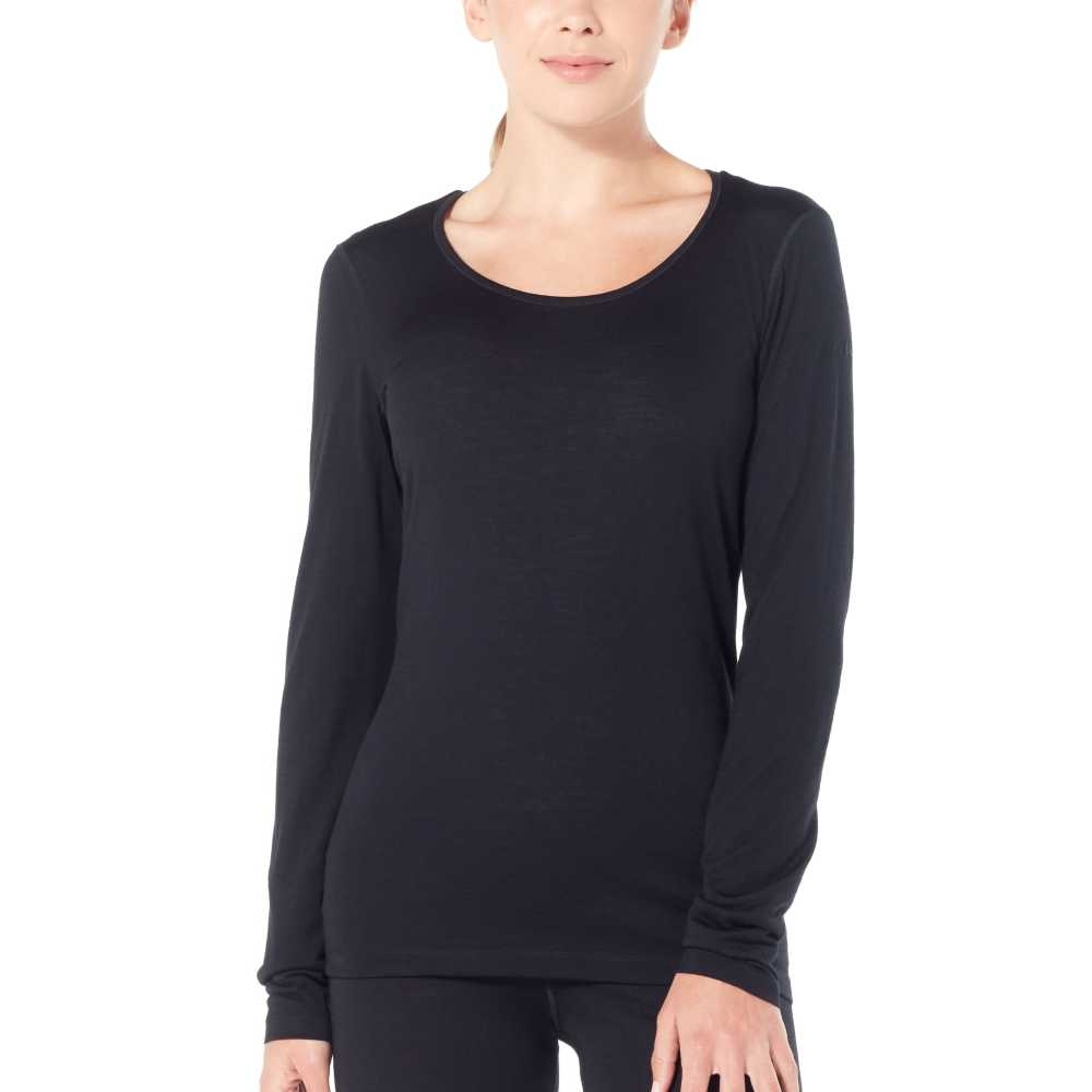 Icebreaker 200 Oasis Long Sleeve Scoop Women's Black 104378-0011 onderkleding/thermokleding online bestellen bij Kathmandu Outdoor & Travel