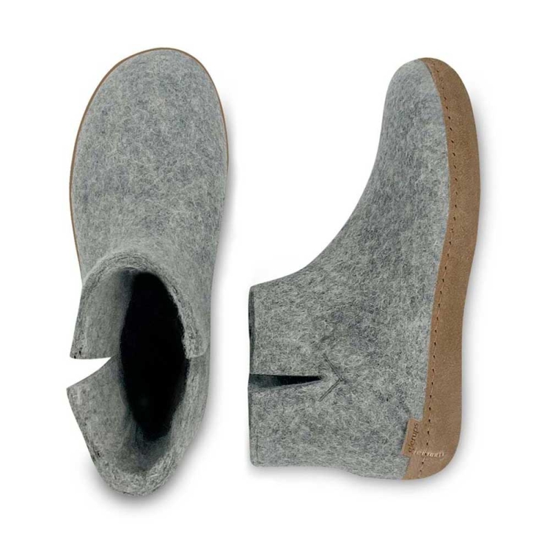 Glerups Boot Leather Grey
