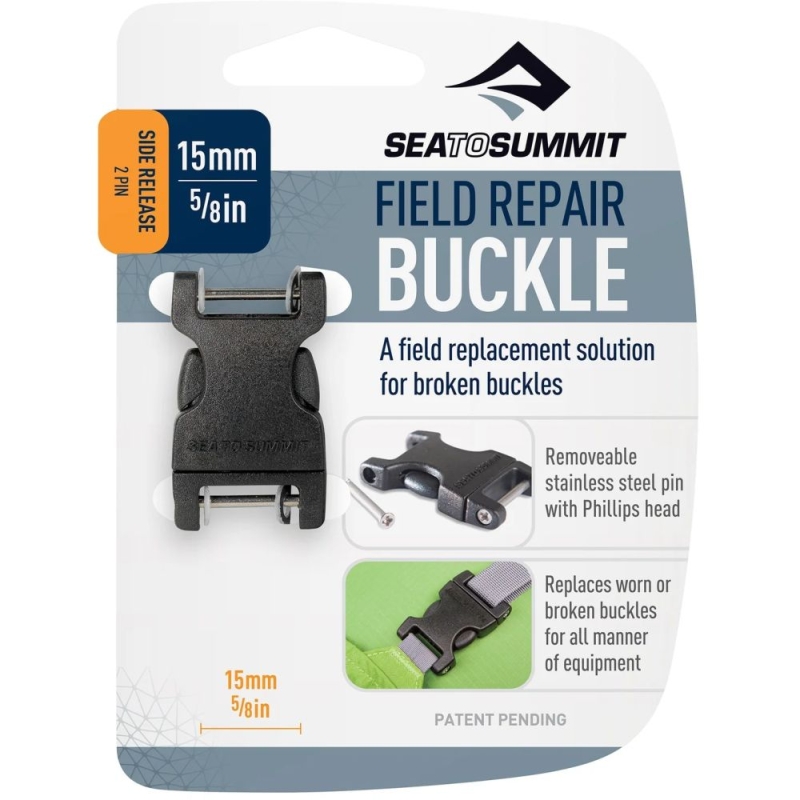 Sea to Summit Steek Gesp, 2 Pin, 15mm, Field Repair Buckle Black