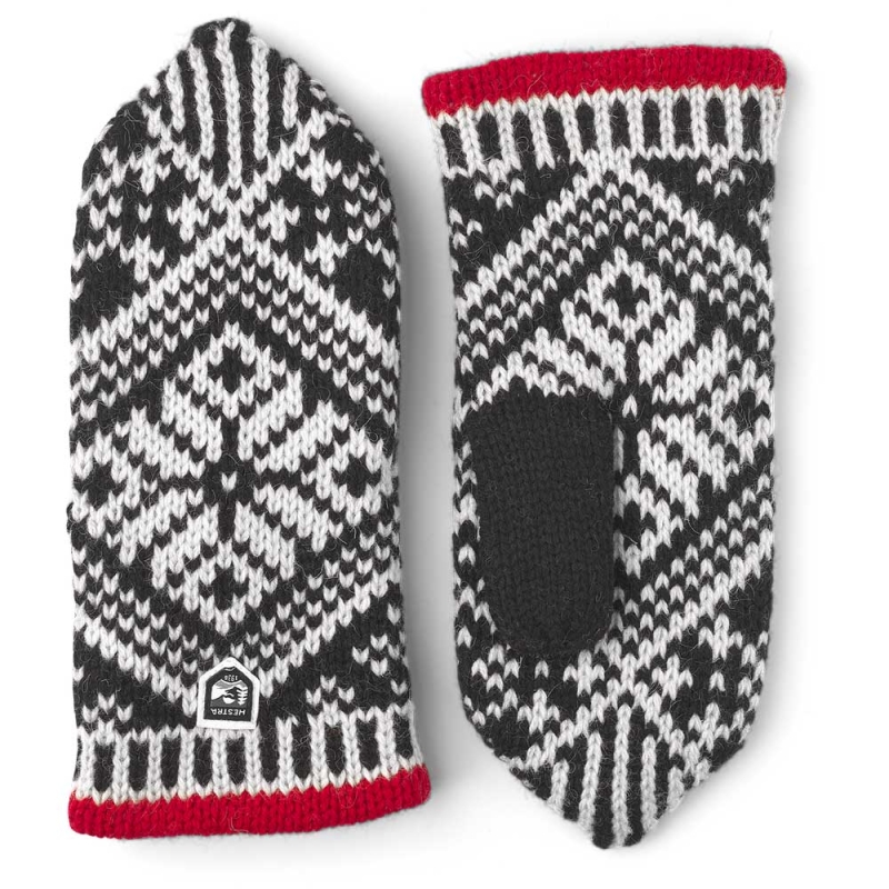 Hestra Nordic Wool Mitt Black/Offwhite