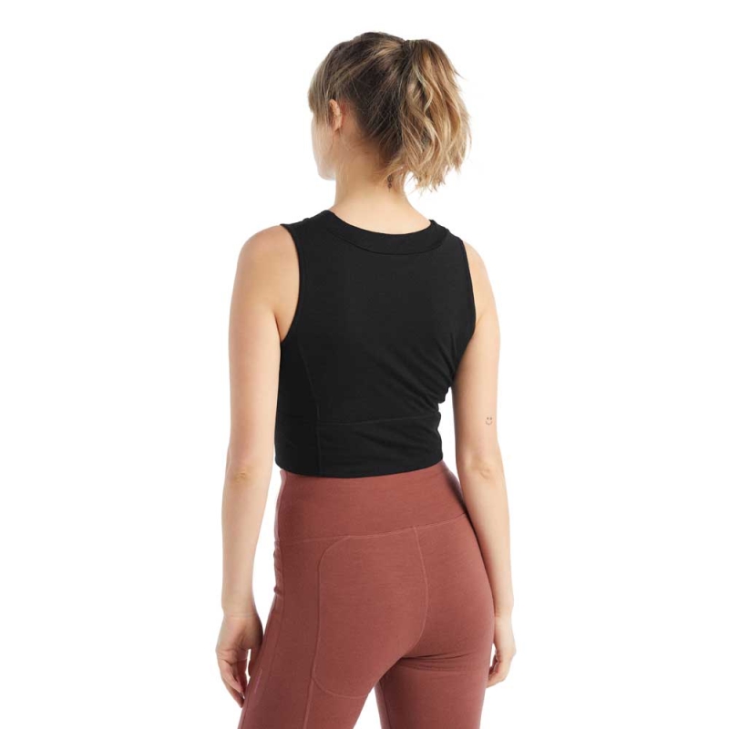 Icebreaker ZoneKnit Cropped Bra-Tank Women's Black