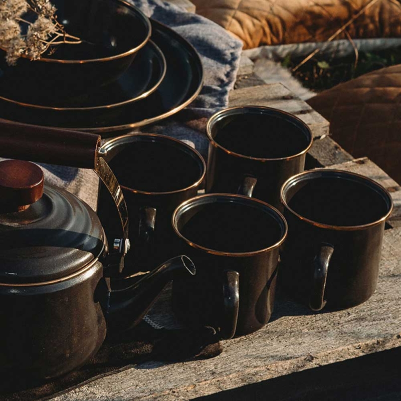 Barebones Cup Enamel 2 Pcs Charcoal