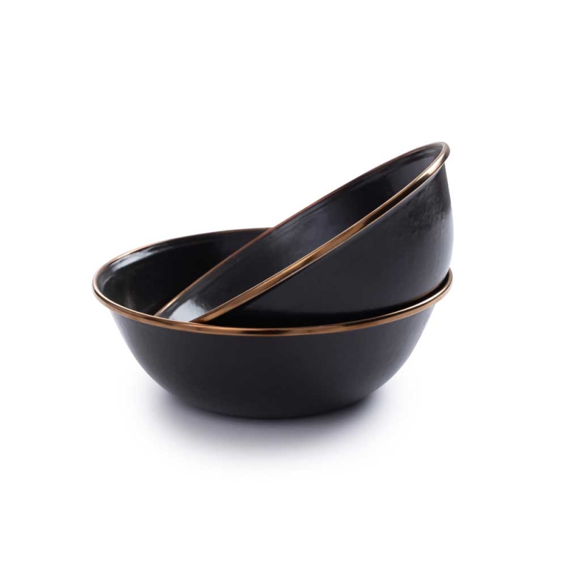 Barebones Bowl Enamel 2 Pcs Charcoal