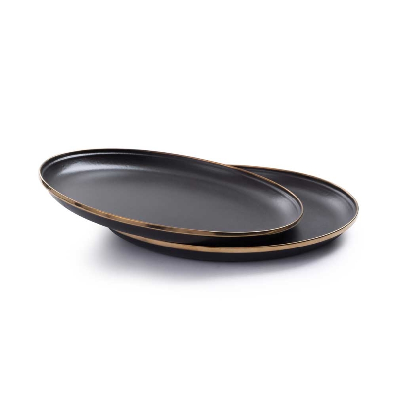 Barebones Small Plate Enamel 2 Pcs Charcoal