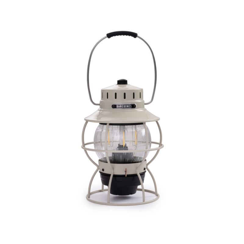 Barebones Railroad Lantern Vintage White