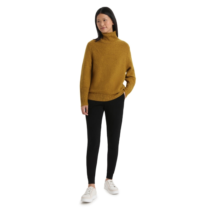 Icebreaker Seevista Funnel Neck Sweater Women's Clove Silent Gold