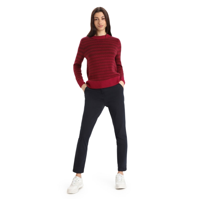 Icebreaker Waypoint Crewe Sweater Women's Cherry/Espresso/S