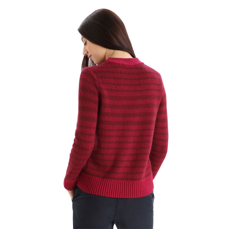Icebreaker Waypoint Crewe Sweater Women's Cherry/Espresso/S