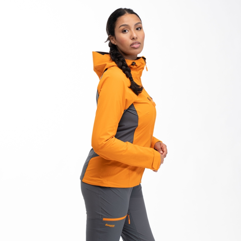 Bergans Cecilie Mtn Softshell Jacket Women's Cloudberry Yellow/Solid Dark G
