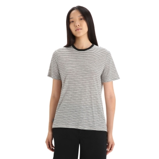 Icebreaker Merino Linen SS Tee Stripe Women's Snow/Black