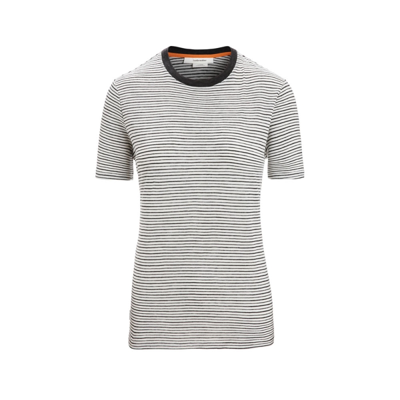 Icebreaker Merino Linen SS Tee Stripe Women's Snow/Black