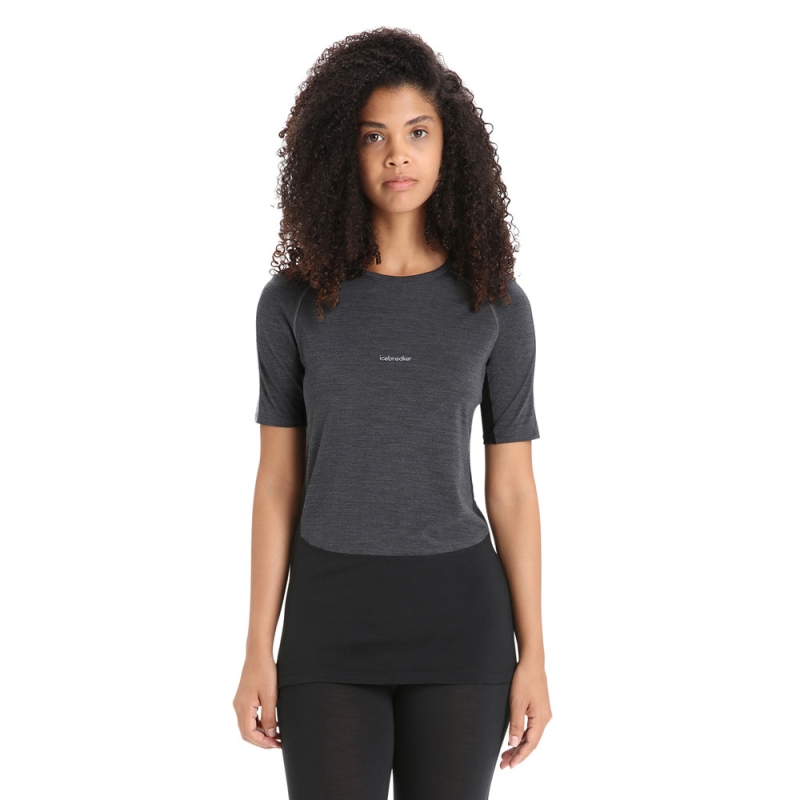 Icebreaker 125 ZoneKnit SS Crewe Women's Jet/ Hthr/Blk/Metro