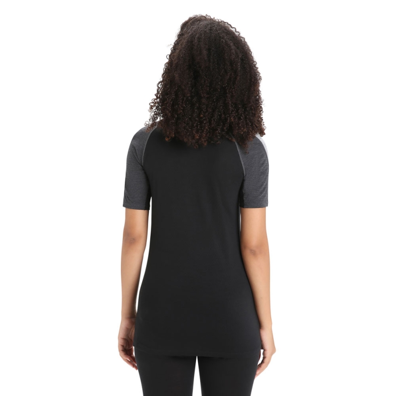 Icebreaker 125 ZoneKnit SS Crewe Women's Jet/ Hthr/Blk/Metro