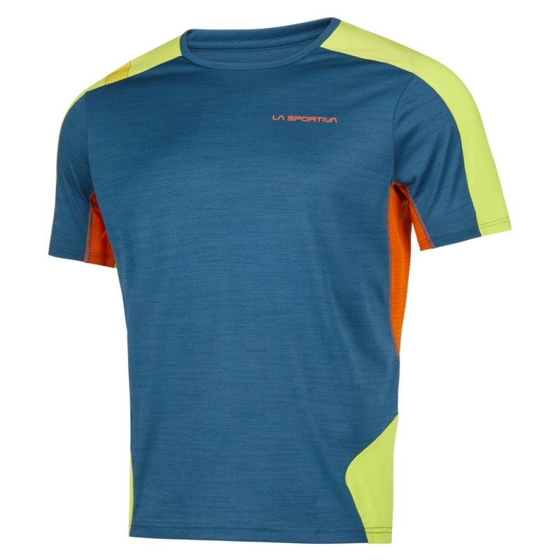 La Sportiva Compass T-Shirt Storm Blue/Lime Punch
