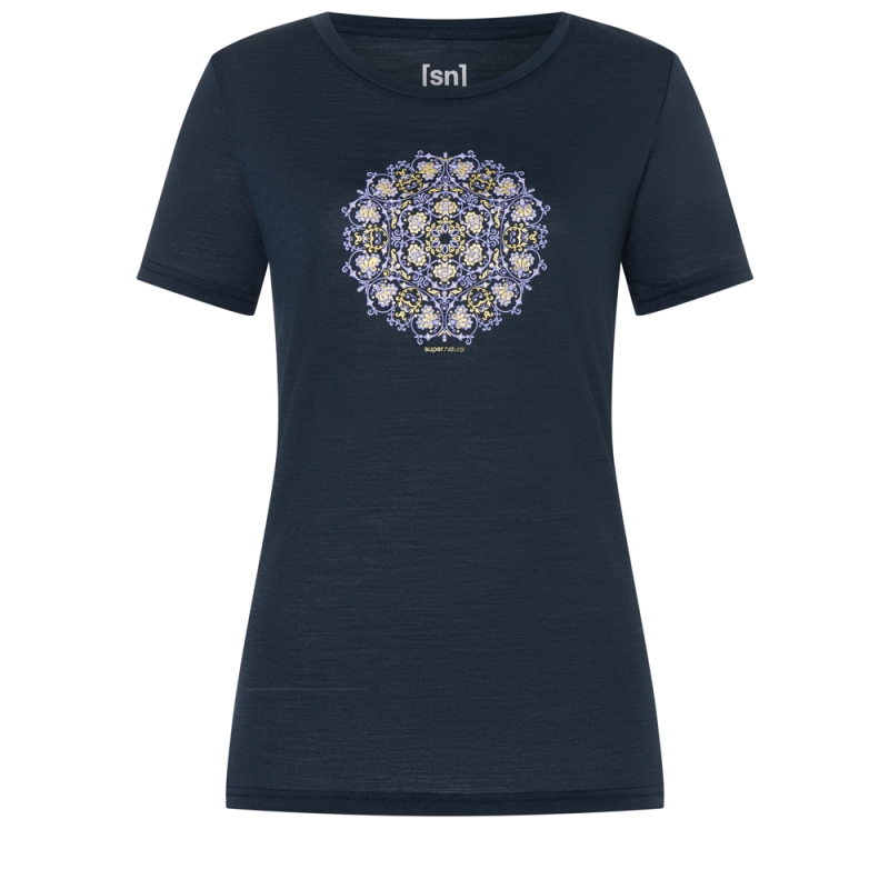 Super Natural Ornament Tee Women's Blueberry/Lavender/Gold