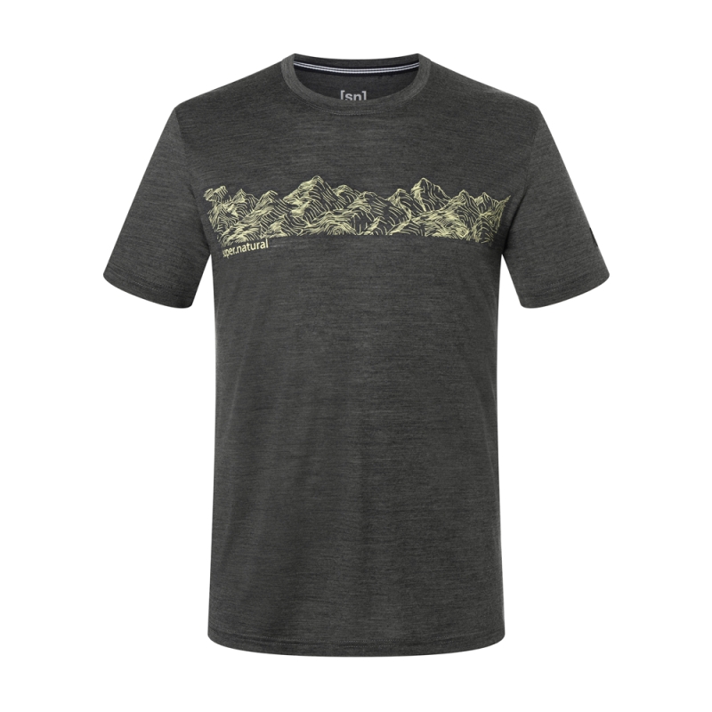 Super Natural Contour Tee Pirate Grey Melange/Goldfinch