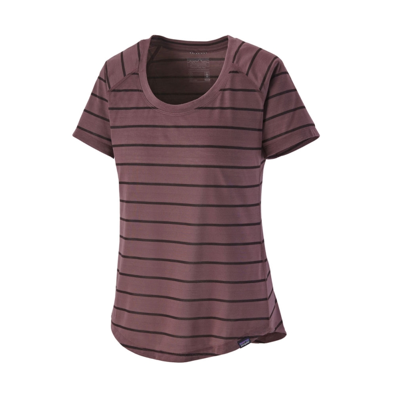Patagonia Cap Cool Trail Shirt Women's Furrow Stripe: Dusky Brown