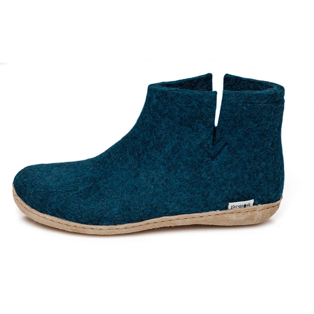 Glerups Boot Leather  Petrol G-06 Petrol pantoffels en huissokken online bestellen bij Kathmandu Outdoor & Travel
