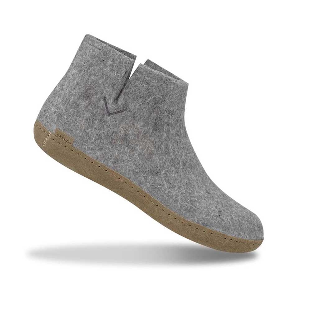 Glerups Boot Leather Grey G-01 Grey pantoffels en huissokken online bestellen bij Kathmandu Outdoor & Travel