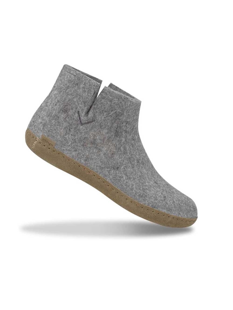 Glerups Boot Leather Grey G-01 Grey pantoffels en huissokken online bestellen bij Kathmandu Outdoor & Travel