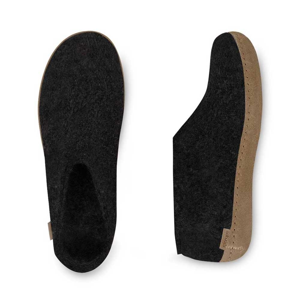 Glerups Shoe Leather Charcoal A-02 Charcoal pantoffels en huissokken online bestellen bij Kathmandu Outdoor & Travel