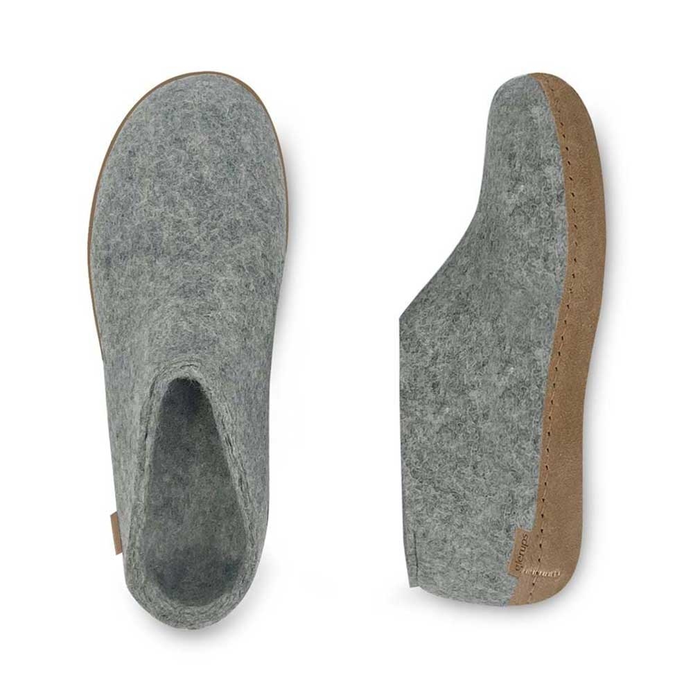 Glerups Shoe Leather Grey A-01 Grey pantoffels en huissokken online bestellen bij Kathmandu Outdoor & Travel
