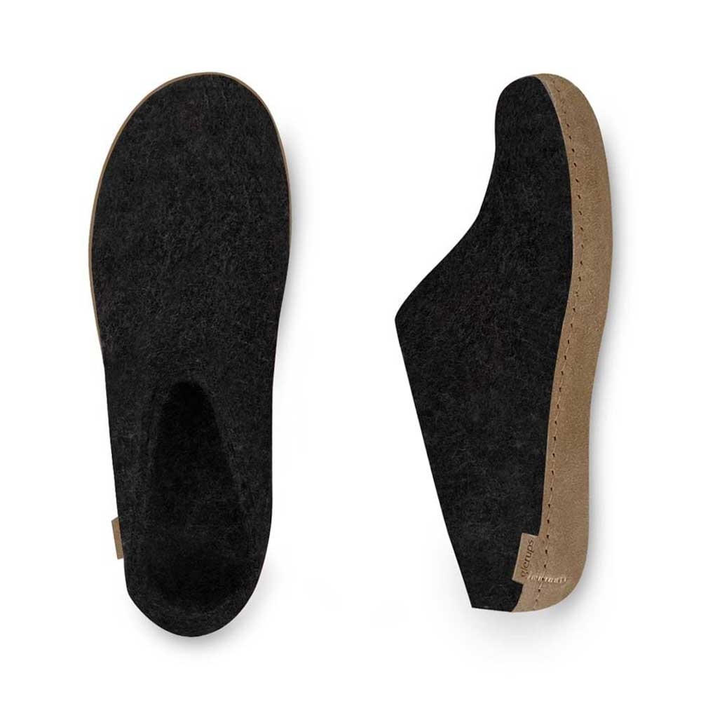 Glerups Slip-On Leather Charcoal B-02Charcoal pantoffels en huissokken online bestellen bij Kathmandu Outdoor & Travel