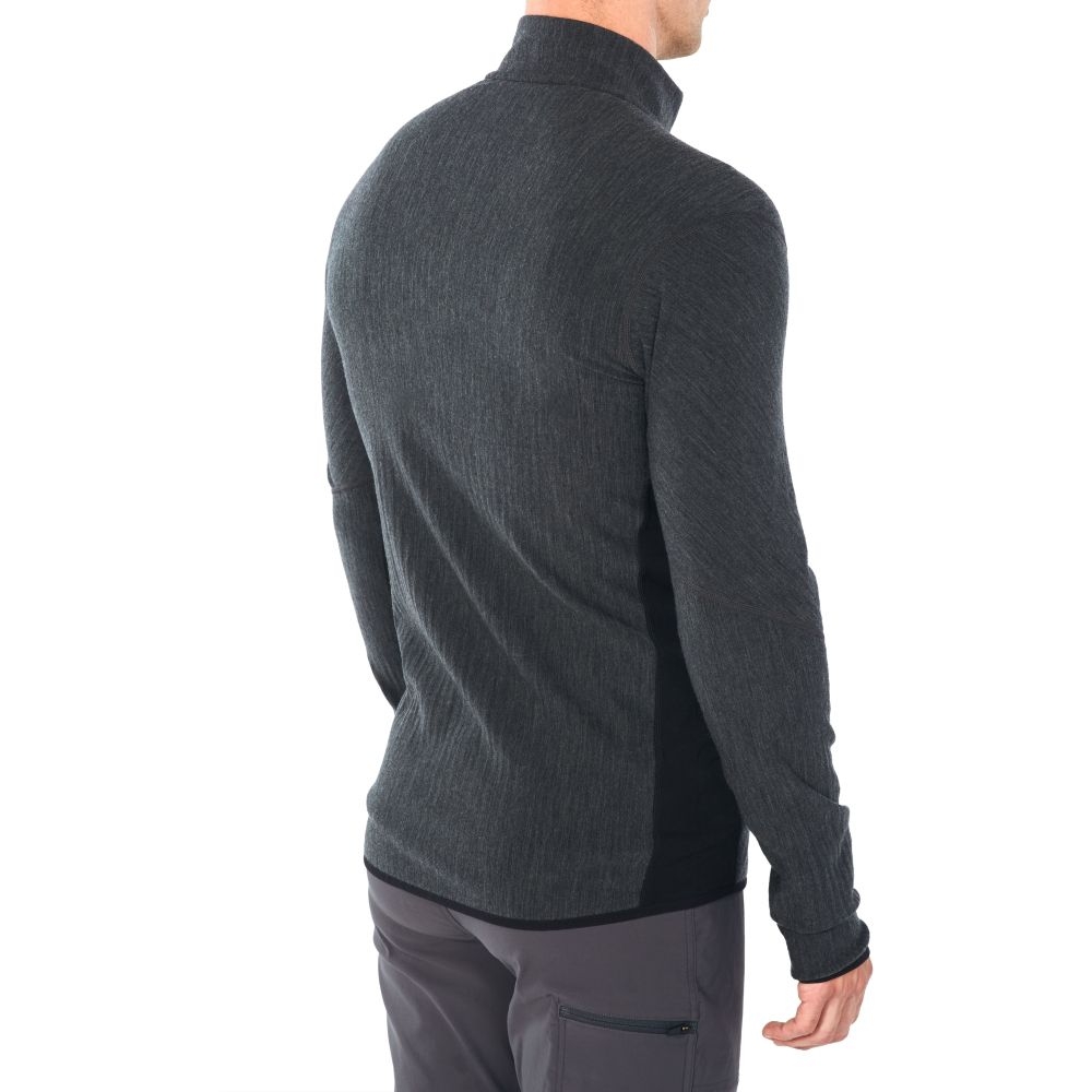 Icebreaker Descender Long Sleeve Zip Jet hthr/Black 104853-A01 fleeces en truien online bestellen bij Kathmandu Outdoor & Travel