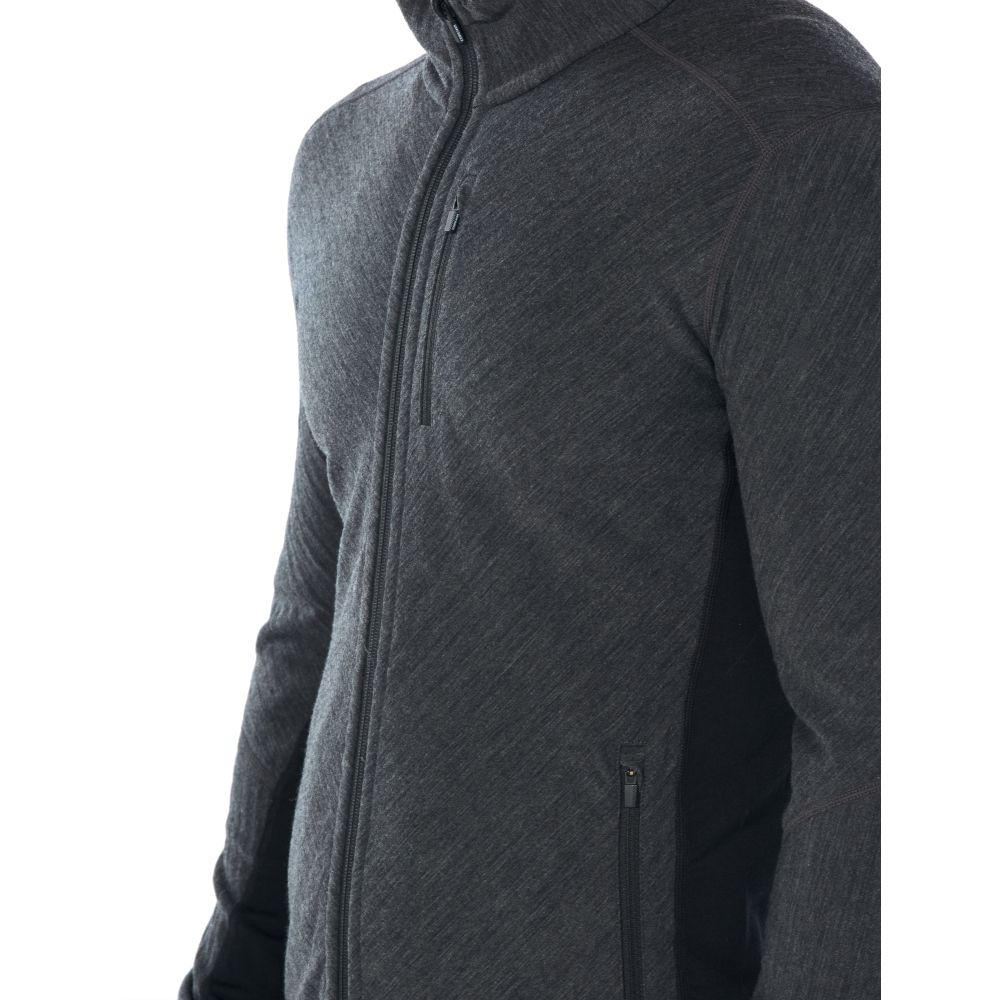 Icebreaker Descender Long Sleeve Zip Jet hthr/Black 104853-A01 fleeces en truien online bestellen bij Kathmandu Outdoor & Travel