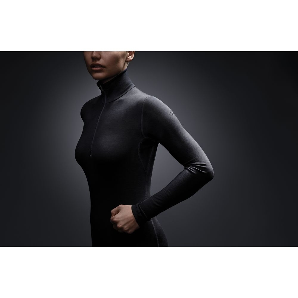Icebreaker 200 Oasis Long Sleeve Half Zip Women's black 104380-IB001 onderkleding/thermokleding online bestellen bij Kathmandu Outdoor & Travel