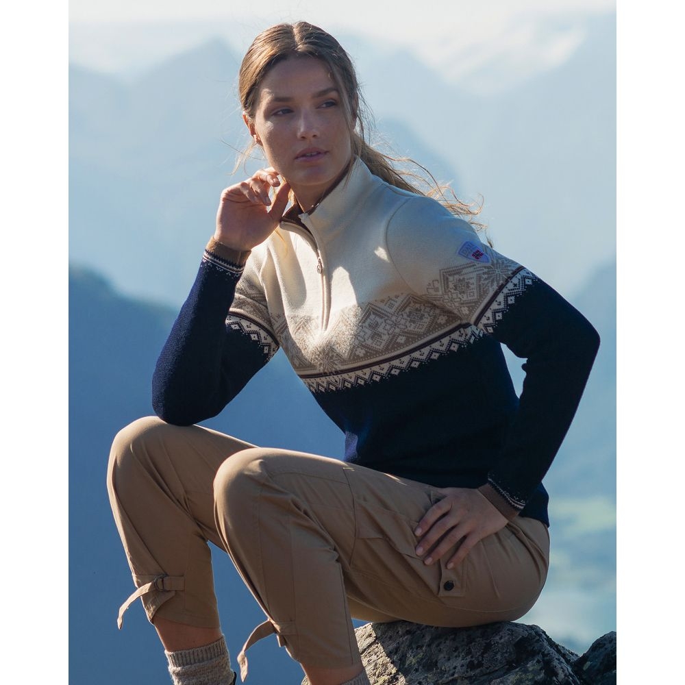 Dale Moritz Sweater Women's navy/brons/beige/offw 91461-P fleeces en truien online bestellen bij Kathmandu Outdoor & Travel