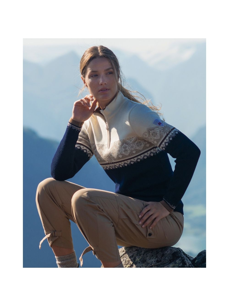 Dale Moritz Sweater Women's navy/brons/beige/offw 91461-P fleeces en truien online bestellen bij Kathmandu Outdoor & Travel