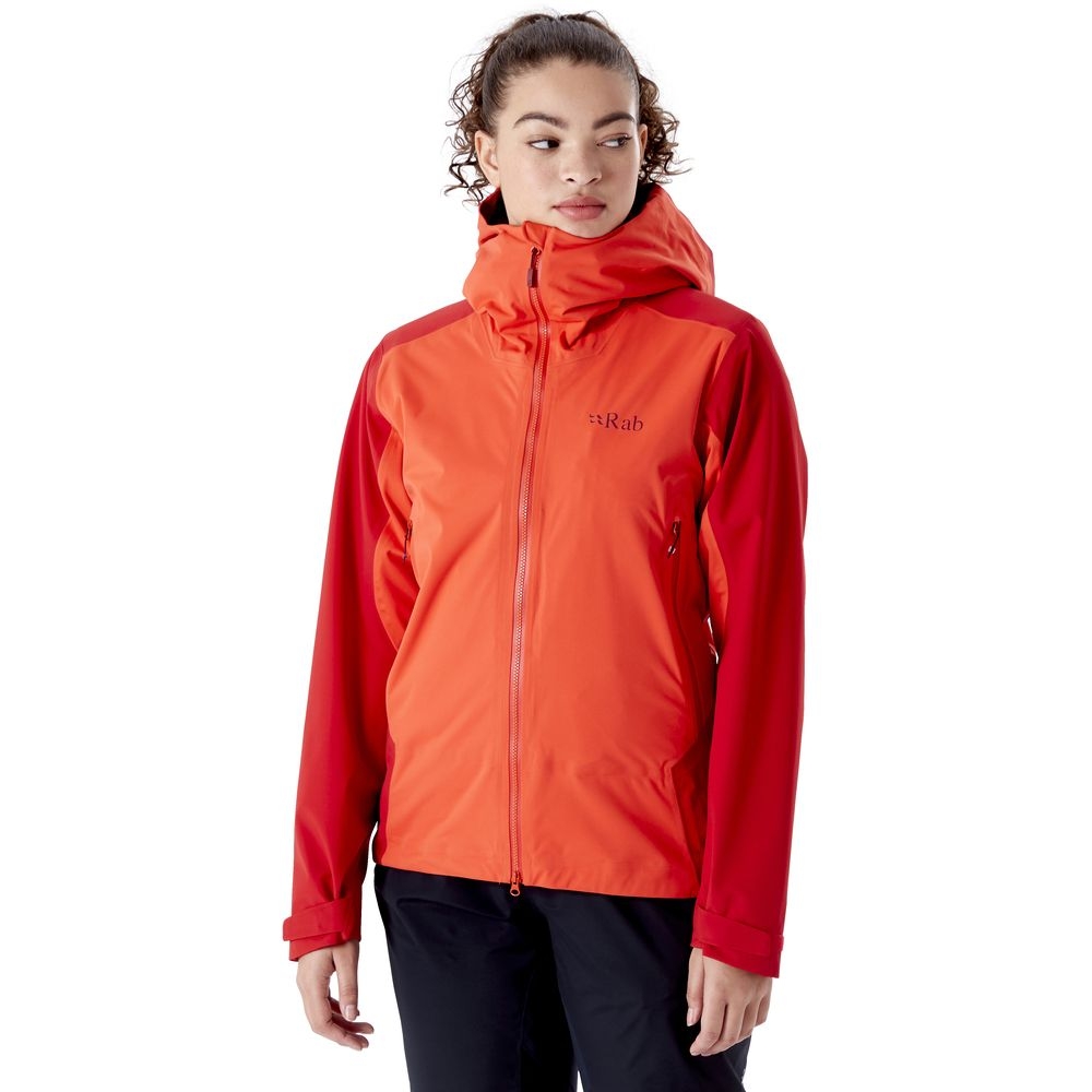 Rab Kinetic Alpine 2.0 Jacket Women's Red Grapefruit QWG-70-GF jassen online bestellen bij Kathmandu Outdoor & Travel