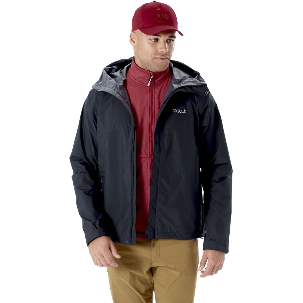 Rab Downpour Eco Jacket Black QWG-82-BL jassen online bestellen bij Kathmandu Outdoor & Travel