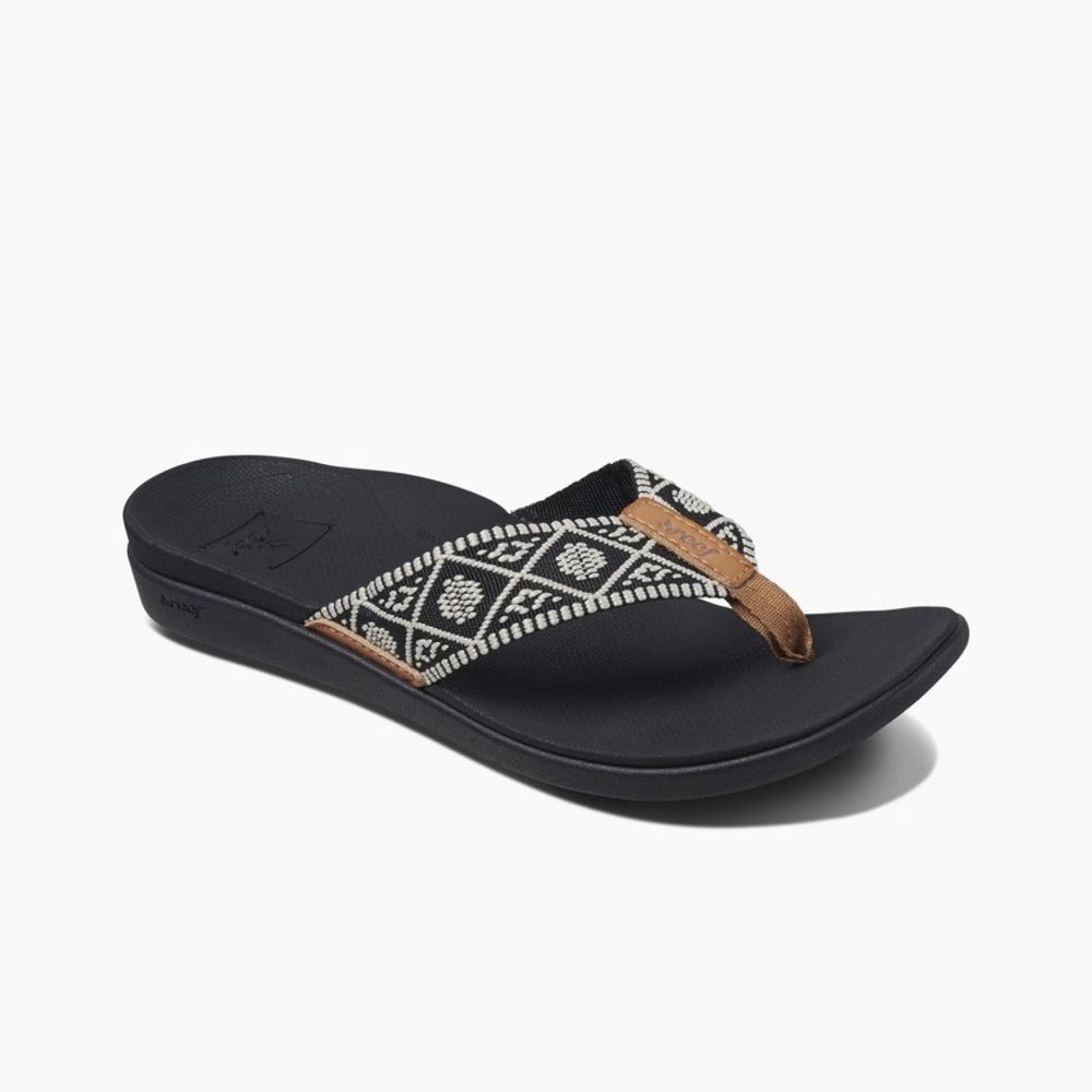 Reef Ortho Woven Women's Black/White RF0A3VDNBLW slippers online bestellen bij Kathmandu Outdoor & Travel