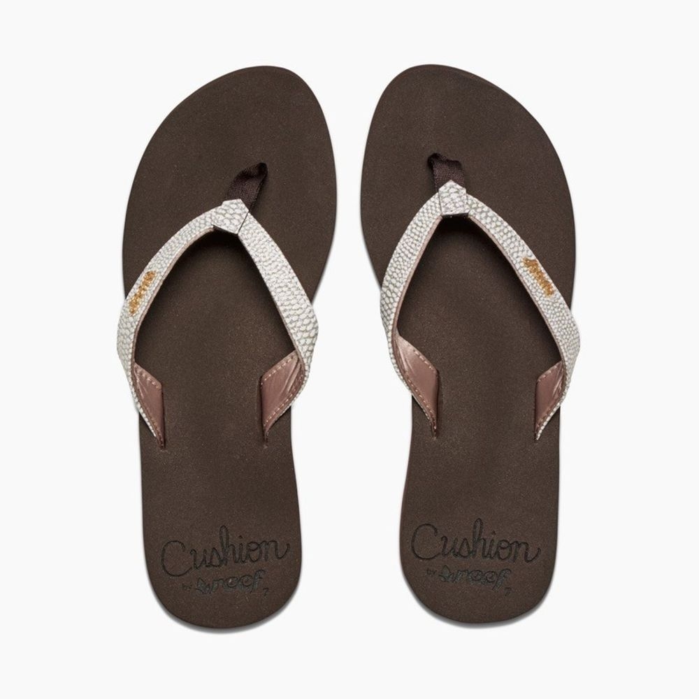 Reef Star Cushion Sassy Women's Brown/White RF001384BNW slippers online bestellen bij Kathmandu Outdoor & Travel
