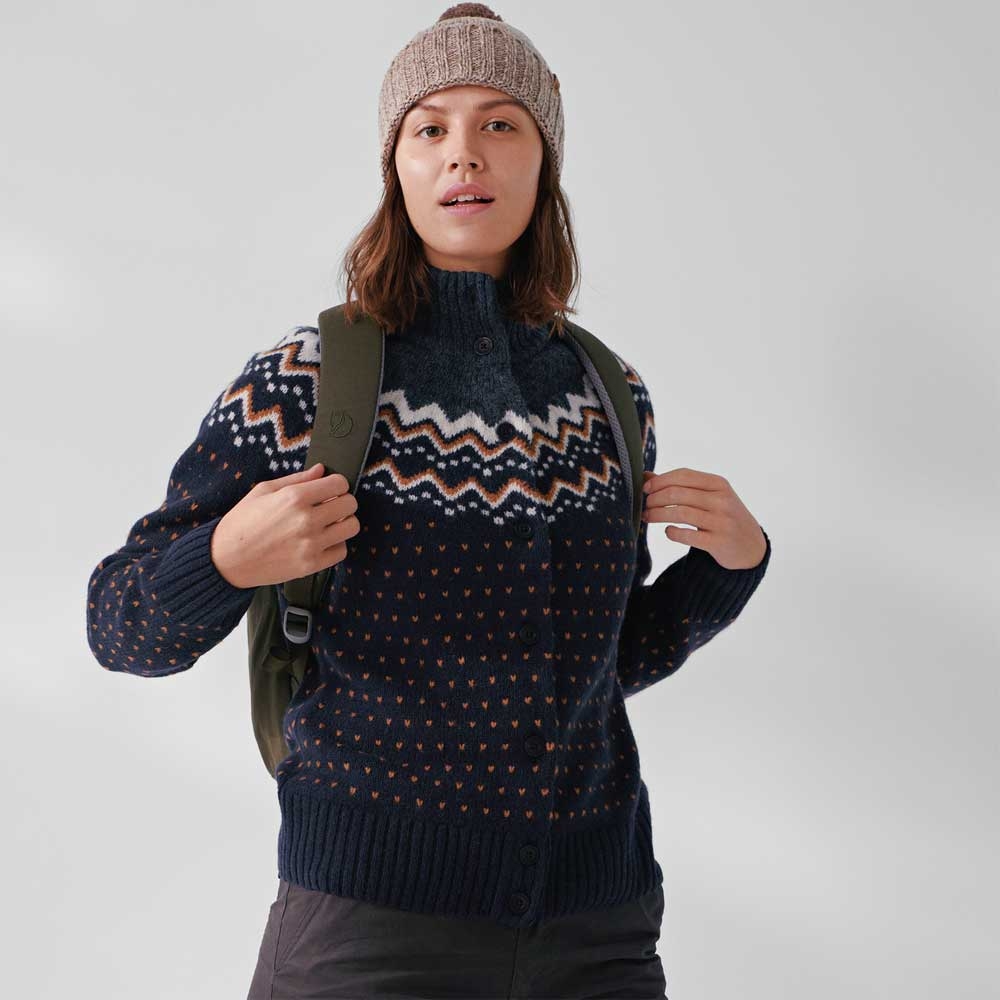 Fjällräven Ovik Knit Cardigan Women's Dark Navy 84148-555 fleeces en truien online bestellen bij Kathmandu Outdoor & Travel