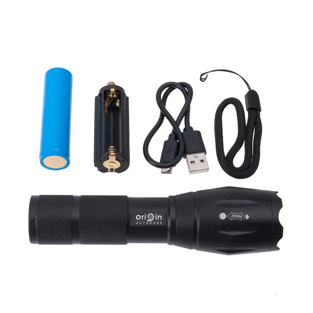 Origin Outdoor LED Flashlight 500 lumen Zwart 500505 verlichting online bestellen bij Kathmandu Outdoor & Travel