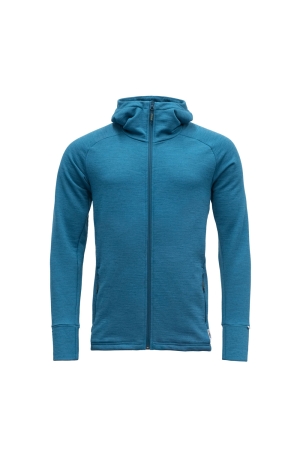 Devold Nibba Jacket W/Hood Blue Melange GO 264 450 A-258A fleeces en truien online bestellen bij Kathmandu Outdoor & Travel