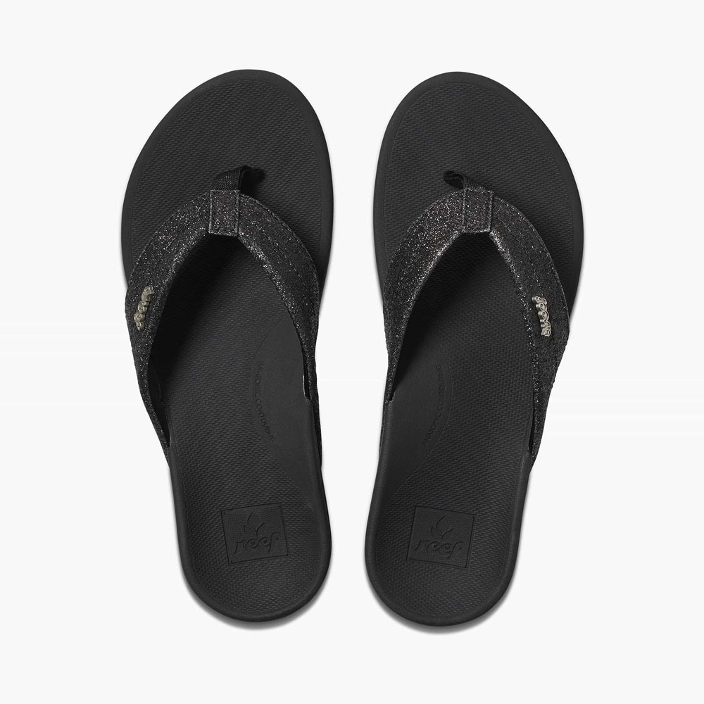 Reef Ortho-Spring Women's Black/Black Glitter RF0A3VDXBBG slippers online bestellen bij Kathmandu Outdoor & Travel