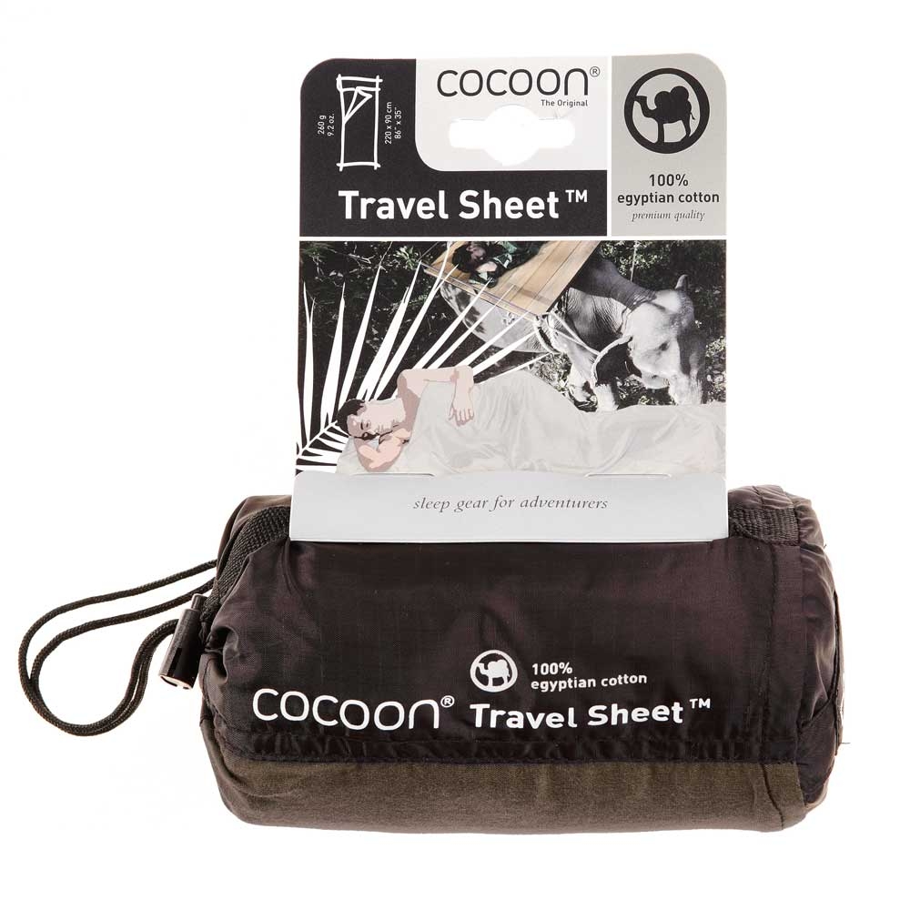 Cocoon Travelsheet, 100% Egyptian Cotton Khaki CECT25 lakenzakken en liners online bestellen bij Kathmandu Outdoor & Travel