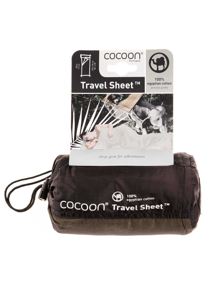 Cocoon Travelsheet, 100% Egyptian Cotton Khaki CECT25 lakenzakken en liners online bestellen bij Kathmandu Outdoor & Travel