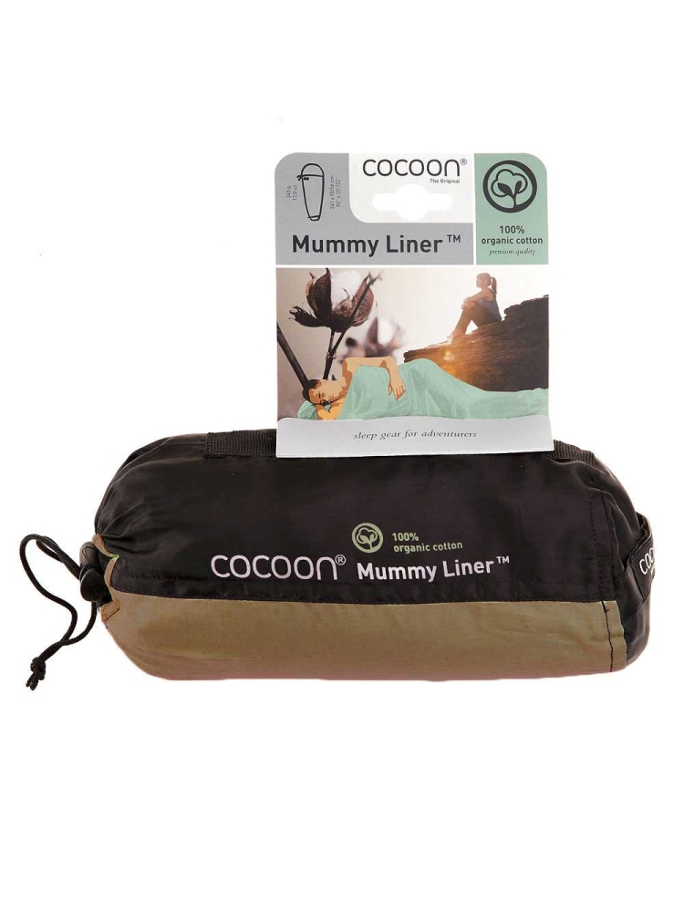 Cocoon MummyLiner, Organic Cotton Earth CCM43-O lakenzakken en liners online bestellen bij Kathmandu Outdoor & Travel